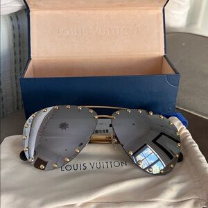 Louis Vuitton Gold-Studded Mirrored Sunglasses - Silver/Gold. The Party
